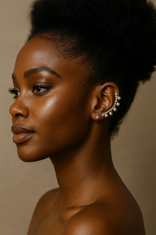 Silver Color Pearl Ear Cuff – Vintage Crystal Zircon Ear Clip, No Piercing Required, Fashion Jewelry for Women